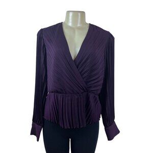 Express Women’s Purple Long Sleeve Pleated Wrap Blouse Size L